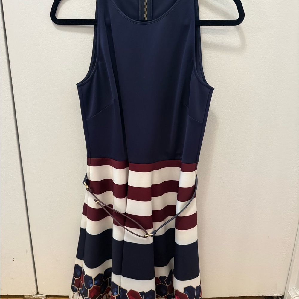 Ted Baker London Navy and White Striped Mini Dress